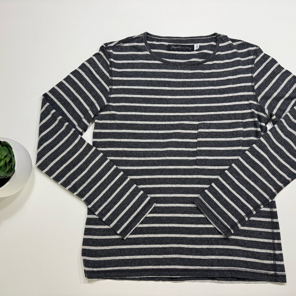 Elizabeth and James Charcoal and Cream Striped Top